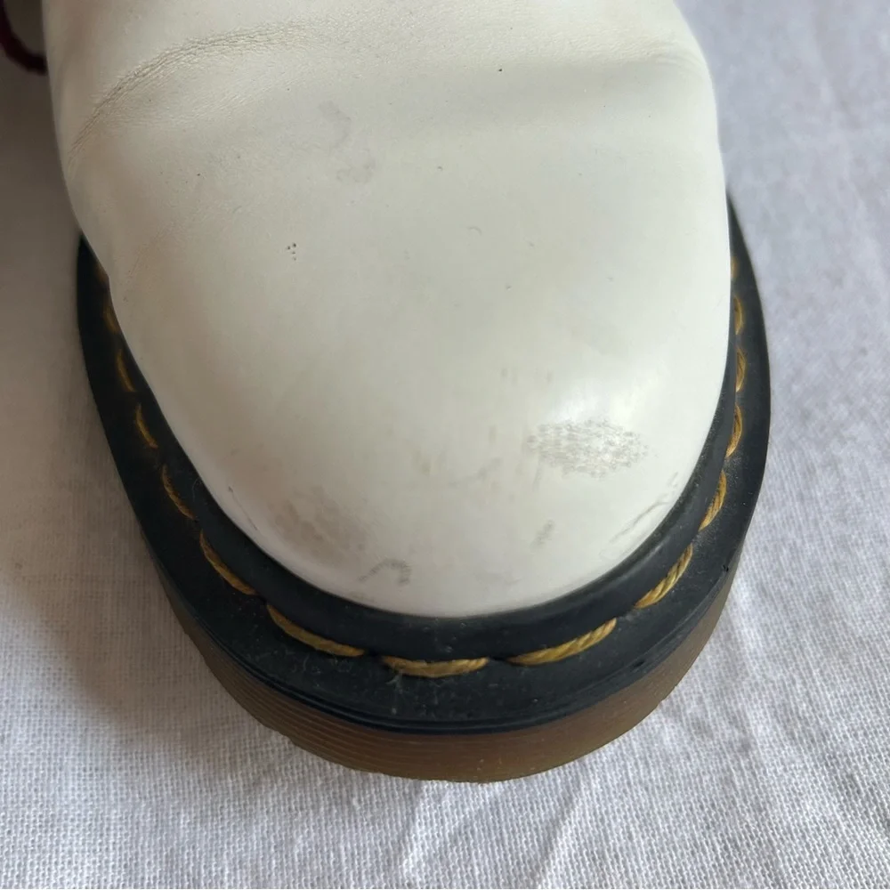 Dr. Martens | White and Burgundy Oxford Style Lace Up Shoes - Picture 5 of 16